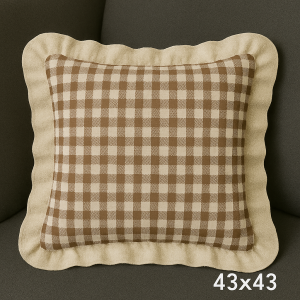 Renkli Pötikareli Kırlent Kılıfı 43x43 cm Kahve-Beyaz