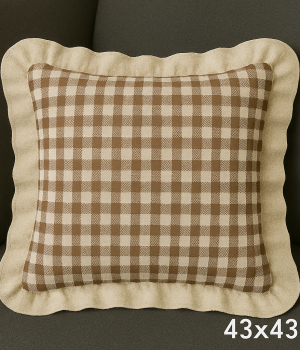 Renkli Pötikareli Kırlent Kılıfı 43x43 cm Kahve-Beyaz