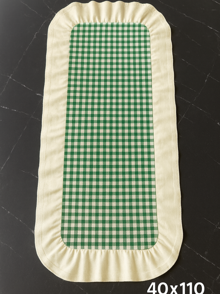 Renkli Pötikareli Runner 40x110 cm Yeşil-Beyaz