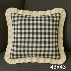 Renkli Pötikareli Kırlent Kılıfı 43x43 cm Siyah-Beyaz