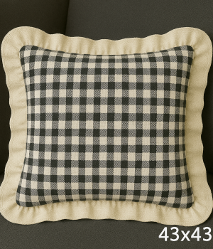 Renkli Pötikareli Kırlent Kılıfı 43x43 cm Siyah-Beyaz