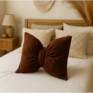 Fiyonk Kadife Doku Dolgulu Kelebek Yastık Kahverengi