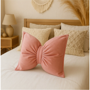 Fiyonk Kadife Doku Dolgulu Kelebek Yastık Pembe