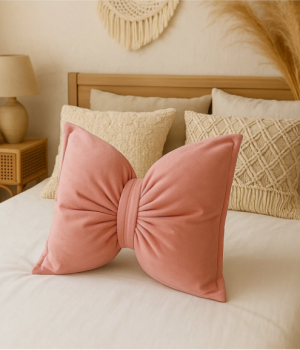 Fiyonk Kadife Doku Dolgulu Kelebek Yastık Pembe