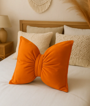 Fiyonk Kadife Doku Dolgulu Kelebek Yastık Turuncu