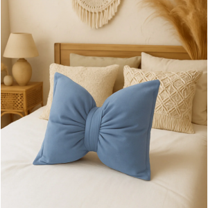 Fiyonk Kadife Doku Dolgulu Kelebek Yastık Mavi