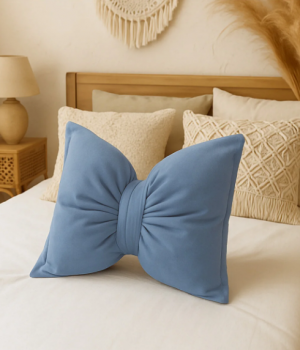 Fiyonk Kadife Doku Dolgulu Kelebek Yastık Mavi