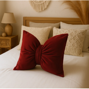 Fiyonk Kadife Doku Dolgulu Kelebek Yastık Kiremit