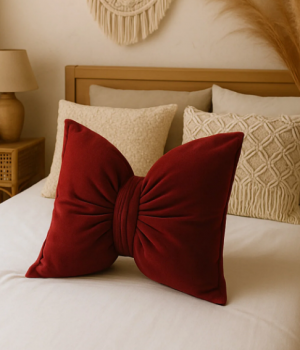 Fiyonk Kadife Doku Dolgulu Kelebek Yastık Kiremit