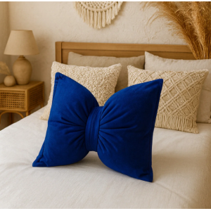 Fiyonk Kadife Doku Dolgulu Kelebek Yastık Saks Mavi