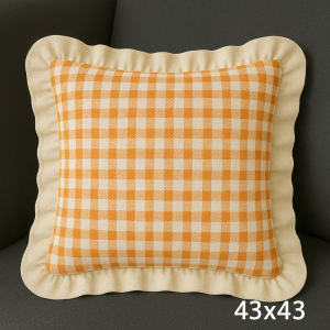 Renkli Pötikareli Kırlent Kılıfı 43x43 cm Turuncu-Beyaz