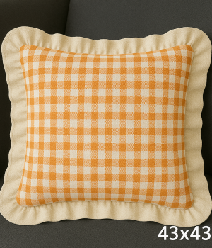 Renkli Pötikareli Kırlent Kılıfı 43x43 cm Turuncu-Beyaz