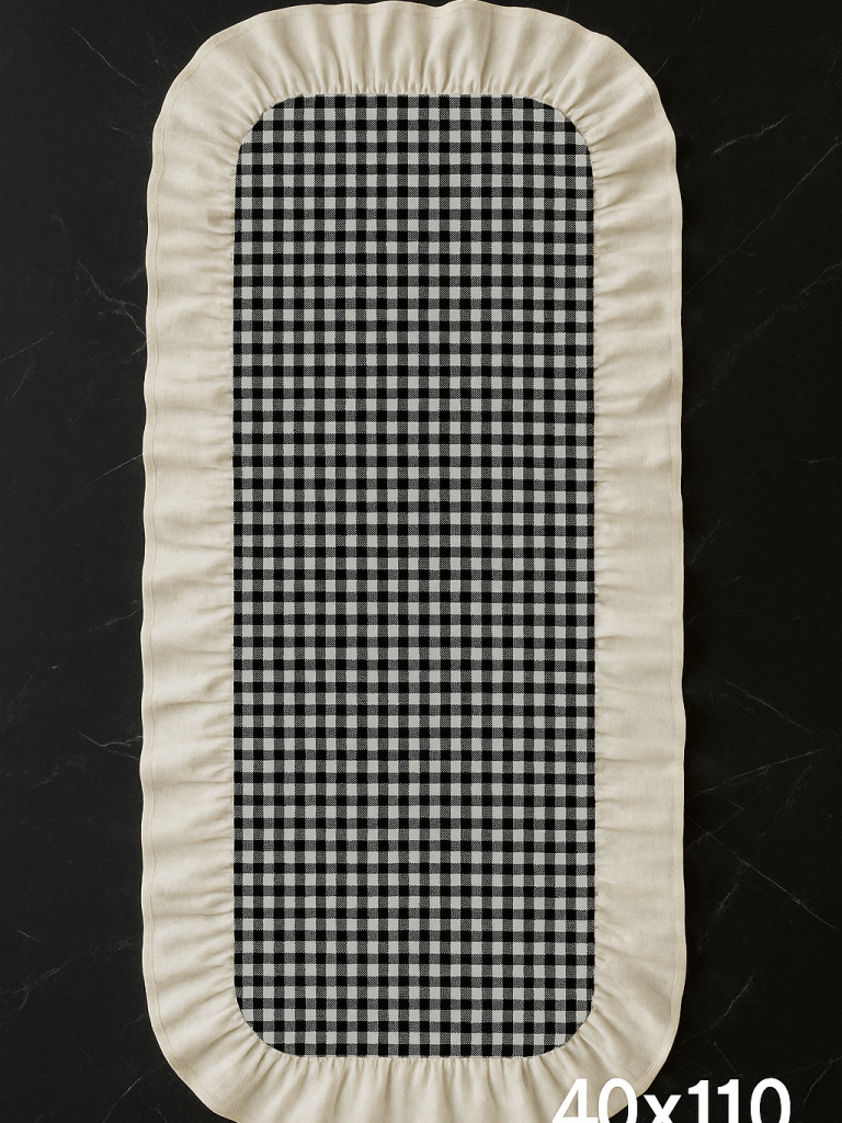 Renkli Pötikareli Runner 40x110 cm Siyah-Beyaz