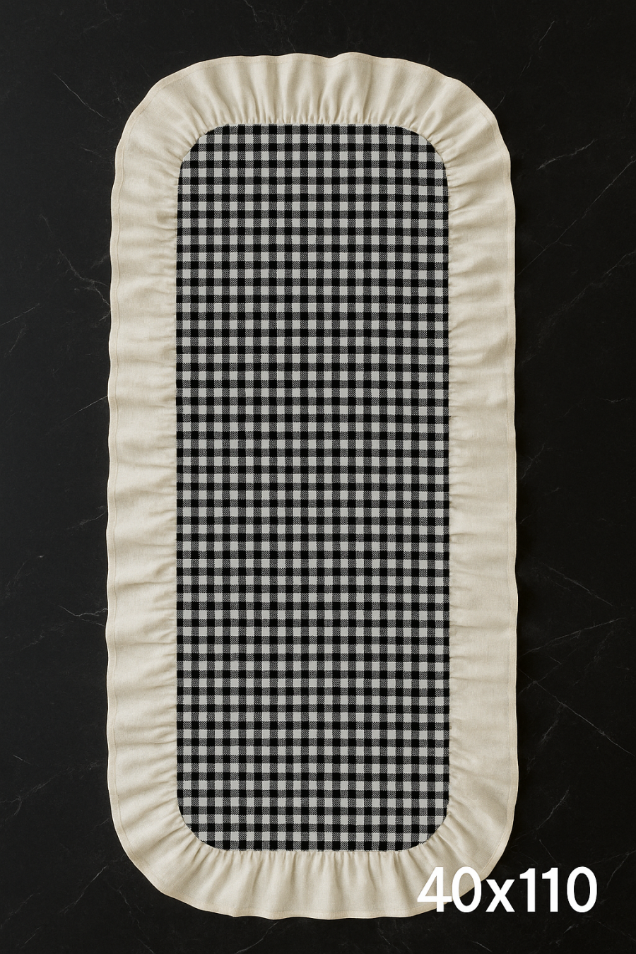 Renkli Pötikareli Runner 40x110 cm Siyah-Beyaz