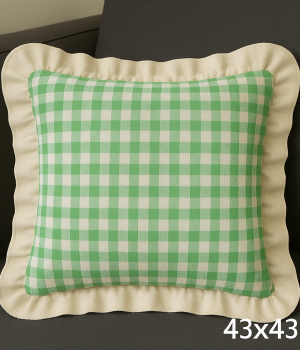 Renkli Pötikareli Kırlent Kılıfı 43x43 cm Yeşil-Beyaz