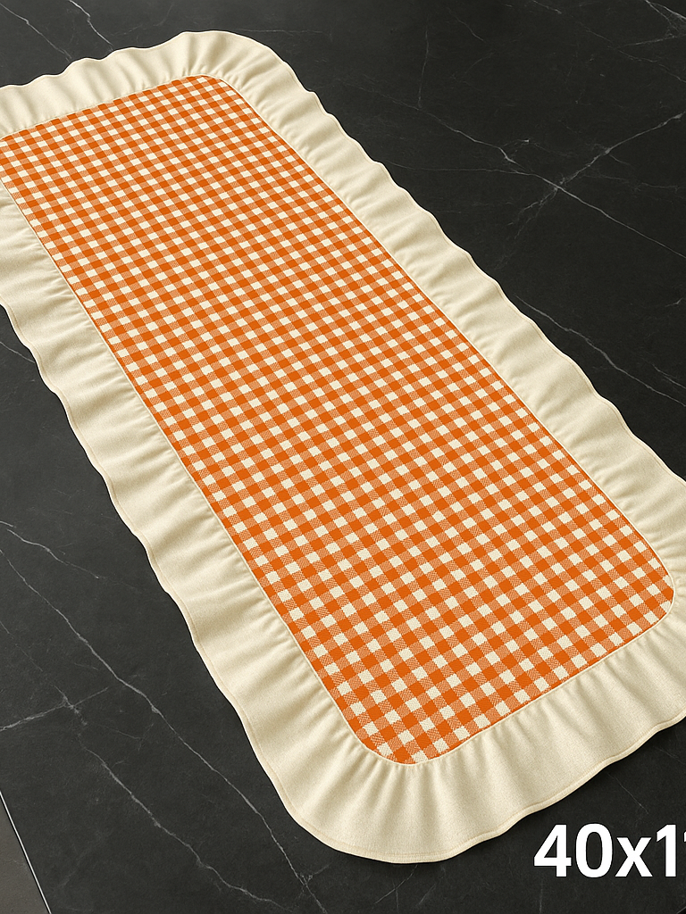 Renkli Pötikareli Runner 40x110 cm Turuncu-Beyaz