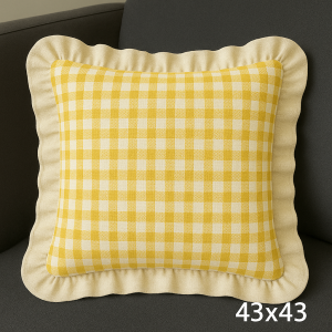 Renkli Pötikareli Kırlent Kılıfı 43x43 cm Sarı-Beyaz