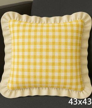 Renkli Pötikareli Kırlent Kılıfı 43x43 cm Sarı-Beyaz