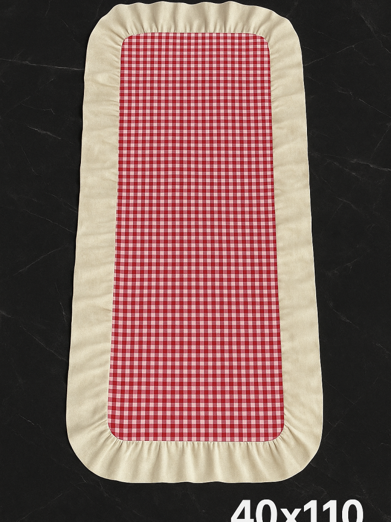 Renkli Pötikareli Runner 40x110 cm Kırmızı-Beyaz