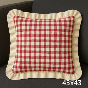 Renkli Pötikareli Kırlent Kılıfı 43x43 cm Kırmızı-Beyaz