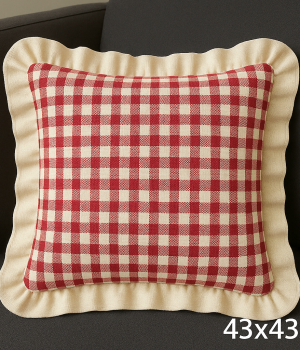 Renkli Pötikareli Kırlent Kılıfı 43x43 cm Kırmızı-Beyaz