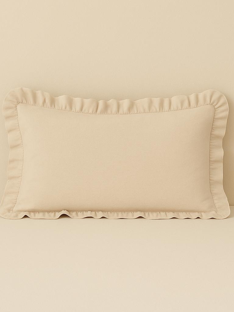 %100 Pamuk Fırfırlı Yastık Kılıfı 50X70 cm (1 Adet) BEJ