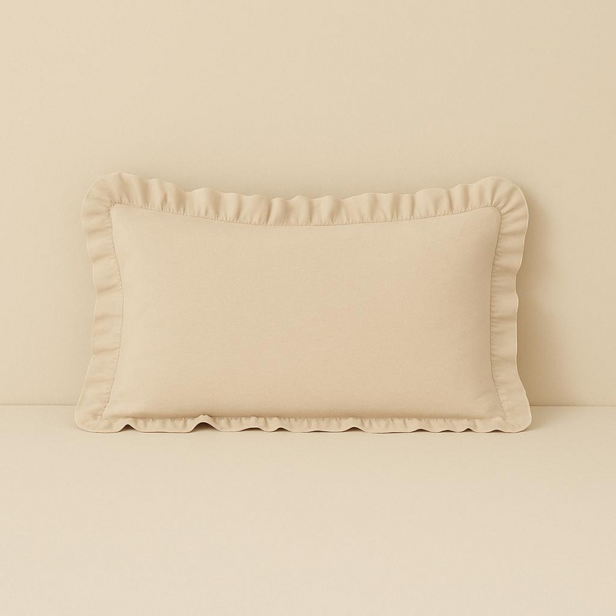 %100 Pamuk Fırfırlı Yastık Kılıfı 50X70 cm (1 Adet) BEJ