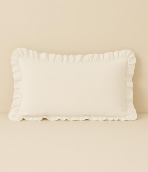 %100 Pamuk Fırfırlı Yastık Kılıfı 50X70 cm (1 Adet) BEYAZ