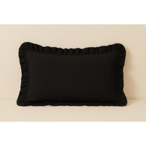 %100 Pamuk Fırfırlı Yastık Kılıfı 50X70 cm (1 Adet) SİYAH