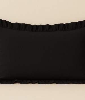 %100 Pamuk Fırfırlı Yastık Kılıfı 50X70 cm (1 Adet) SİYAH