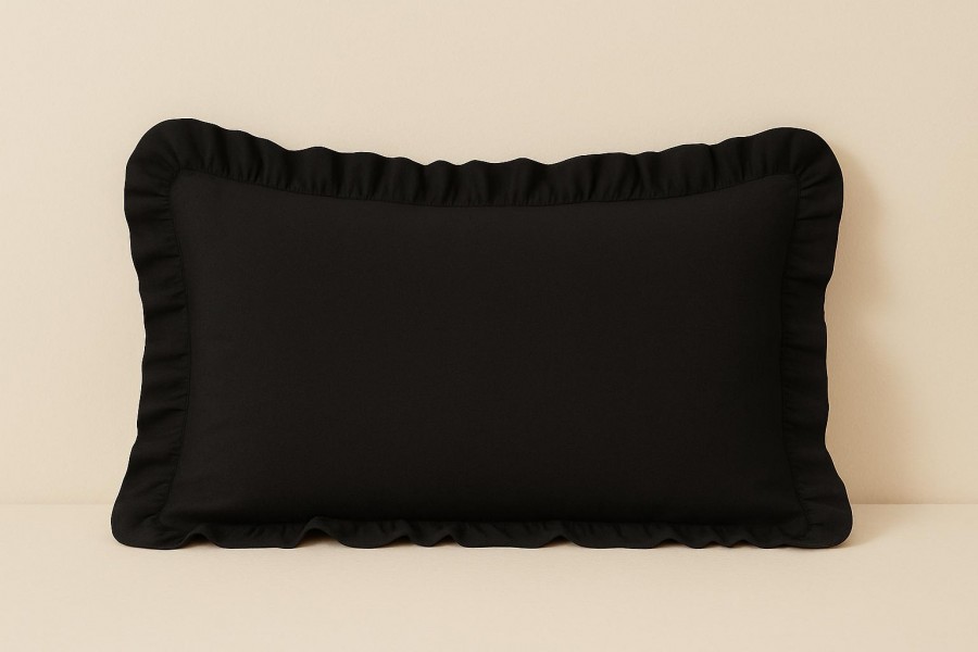 %100 Pamuk Fırfırlı Yastık Kılıfı 50X70 cm (1 Adet) SİYAH