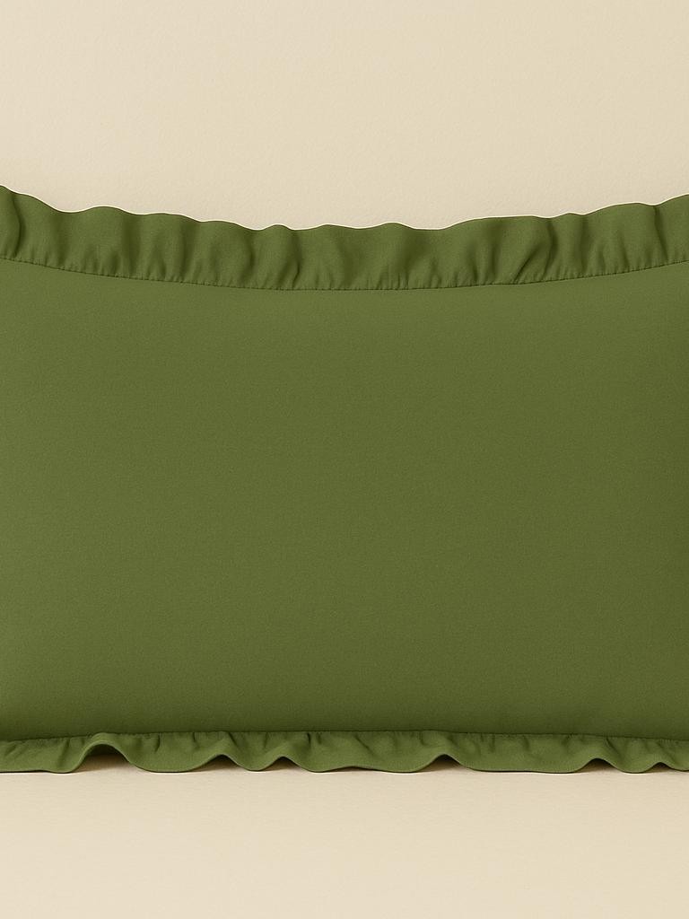 %100 Pamuk Fırfırlı Yastık Kılıfı 50X70 cm (1 Adet) HAKİ YEŞİLİ