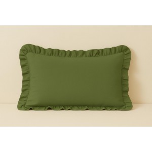 %100 Pamuk Fırfırlı Yastık Kılıfı 50X70 cm (1 Adet) HAKİ YEŞİLİ