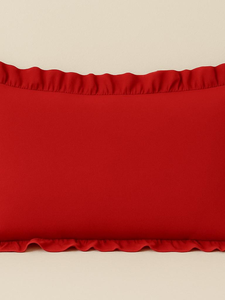 %100 Pamuk Fırfırlı Yastık Kılıfı 50X70 cm (1 Adet) KIRMIZI