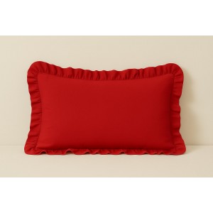 %100 Pamuk Fırfırlı Yastık Kılıfı 50X70 cm (1 Adet) KIRMIZI