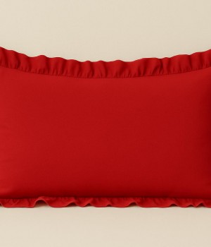 %100 Pamuk Fırfırlı Yastık Kılıfı 50X70 cm (1 Adet) KIRMIZI