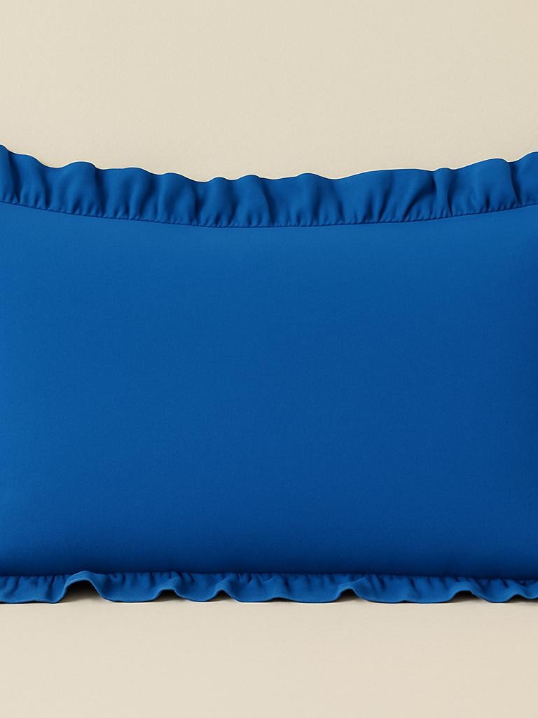 %100 Pamuk Fırfırlı Yastık Kılıfı 50X70 cm (1 Adet) SAKS MAVİ