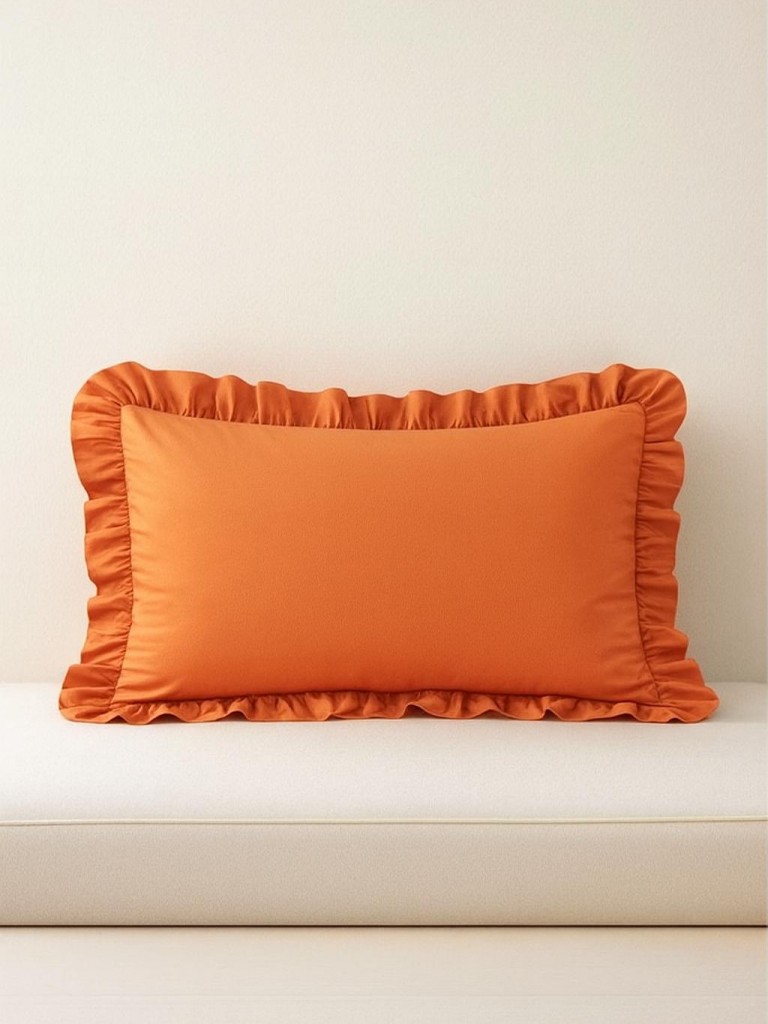 %100 Pamuk Fırfırlı Yastık Kılıfı 50X70 cm (1 Adet) TURUNCU