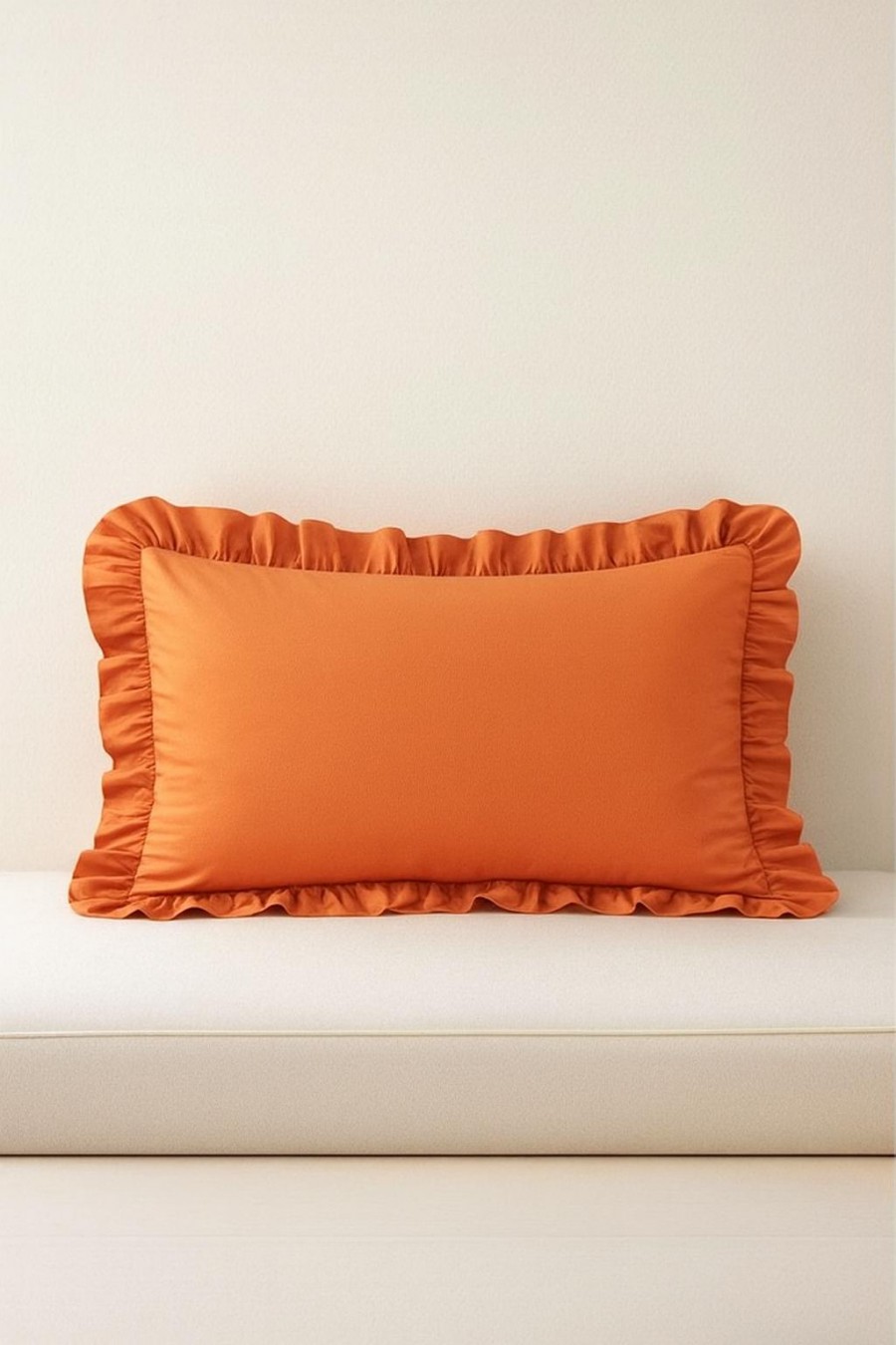 %100 Pamuk Fırfırlı Yastık Kılıfı 50X70 cm (1 Adet) TURUNCU