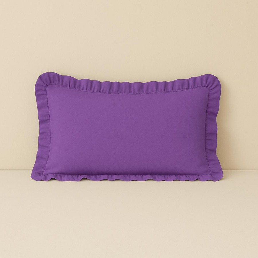 %100 Pamuk Fırfırlı Yastık Kılıfı 50X70 cm (1 Adet) LİLA - MOR