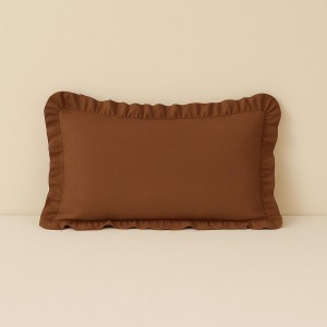 %100 Pamuk Fırfırlı Yastık Kılıfı 50X70 cm (1 Adet) KAHVERENGİ